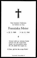 Sterbebildchen Franziska Meier, *22.03.1909 †14.11.1961