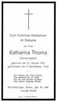 Sterbebildchen Katharina Thoma, *26.01.1901 †05.11.1963