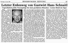 Letzter Erdenweg von Johann Schnaitl, *30.08.1933 †18.06.1995