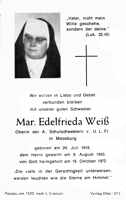 Sterbebildchen Mar. Edelfrieda Wei, *24.07.1918 †19.10.1972
