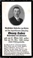 Sterbebildchen Georg Huber, *21.03.1907 †27.12.1938