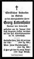 Sterbebildchen Georg Lettenthaler, *1868 †24.01.1942