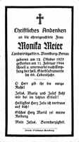 Sterbebildchen Monika Meier, *12.10.1875 †11.02.1944