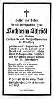 Sterbebildchen Katharina Schr�dl, *21.09.1872 †12.01.1943