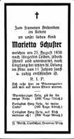 Sterbebildchen Marietta Schuster, *1925 †21.08.1936