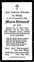 Sterbebildchen Maria Urbaneck, *10.04.1919 †20.07.1938