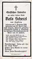 Sterbebildchen Rosa Scherzl, *05.02.1930 †28.04.1943