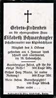 Sterbebildchen Elisabeth Schwarzkugler, *1872 †01.01.1948