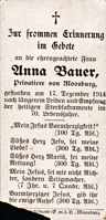 Sterbebildchen Anna Bauer, *1844 †17.12.1914