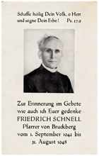 Sterbebildchen H.H. Friedrich Schnell *29.04.1900 †31.08.1948
