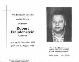 Sterbebildchen Robert Freudenstein *20.11.19032 †05.08.1999