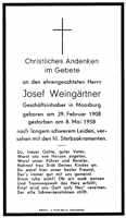 Sterbebildchen Josef Weing�rtner, *29.02.1908 †08.05.1958