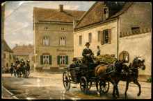 Weingraben Ecke Stadtplatz um 1900, Blick zum Metzger Fertl, rechts B�ckerei Heinrich - mit KI coloriert und verbessert