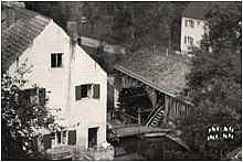 Moosburg 1949, Blick vom Breitenberg zur Burgermhle und Grtnerstrasse