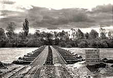 Moosburg, Mai 1945, Behelfsbr�cke an Stelle der gesprengten Isarbr�cke