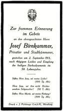 Moosburg, Sterbebildchen Josef Birnkammer 1913