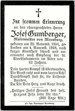 Sterbebildchen Josef Gumberger, 1918