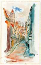 1960, Landshut, Aquarell ber Kugelschreiber