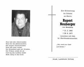 Sterbebildchen Rupert Neuberger, *1905 †1977