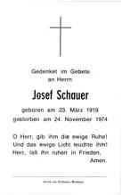 Sterbebildchen Josef Schauer, *1919 †1974