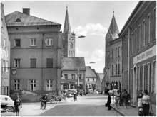 Moosburg, Blick von der M�nchnerstrasse zum Stadtplatz, 1959
