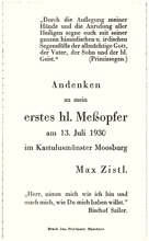 Andenken an die erste hl. Messe von Max Zistl  13.�Juli�1930
