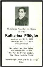 Sterbebildchen Katharina Pflgler, *1908 †1972