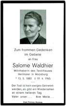 Sterbebildchen Salome Waldhier, *1883 †1965