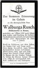 Sterbebildchen Walburga Rusch *1849 †1920