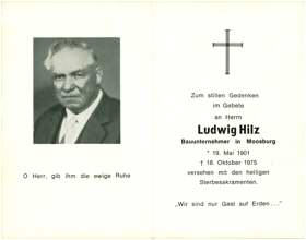 Sterbebildchen Ludwig Hilz, *1901 †1975