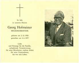 Sterbebildchen Georg Hofmeister, *02.12.1920 †04.06.1977