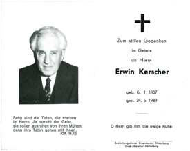 Sterbebildchen Erwin Kerscher, *1907 †1989