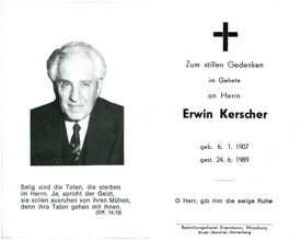 Sterbebildchen Erwin Kerscher, *1907 †1989
