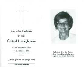 Sterbebildchen Gertrud Heilingbrunner, *1920 †1988