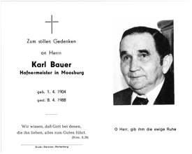 Sterbebildchen Karl Bauer, *1904 †1988