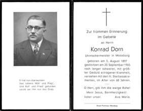 Sterbebildchen Konrad Dorn, *1897  †1965