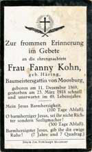 Sterbebildchen Fanny Kohn, *1869 †1918