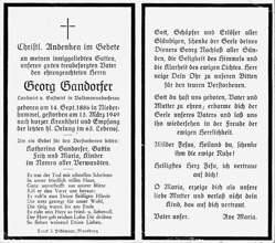 Sterbebildchen Georg Gandorfer, *1886 †1949