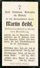 Sterbebildchen Martin Geibl, *1913 †1936