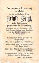Sterbebildchen Ursula Weigl, *1825 †08.09.1905