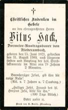 Sterbebildchen Vitus Hack, *1821 †1900