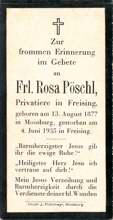 Sterbebildchen Rosa P�schl, *1877 †1935