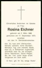 Sterbebildchen Rosina Eichner, *1886 †1973