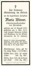 Sterbebildchen Maria Winner, *1893 †1931