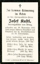 Sterbebildchen Josef Kastl, *1845 †1915