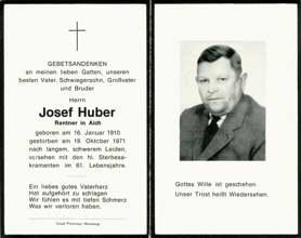 Sterbebildchen Josef Huber, *1910 †1971