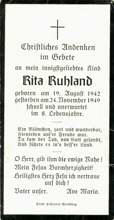 Sterbebildchen Rita Ruhland, *1942 †1949