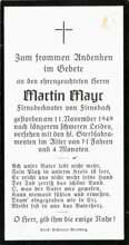 Sterbebildchen Martin Mayr, *1878 †1949