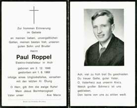 Sterbebildchen Paul Roppel, *1946 †1969