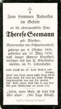 Sterbebildchen Therese Seemann, *1858 †1935